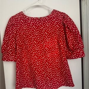 MELLODAY Red and White Patterned Blouse